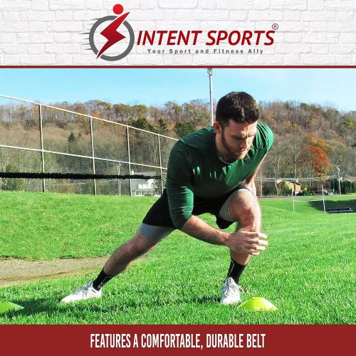  INTENT SPORTS 360° Dynamic Speed Resistance and Assistance Trainer Kit 8 Ft. Strength 80 Lb Resistance Running Bungee Band (Waist). Solo or Partner. Multi-Sport Maximize Power, Str