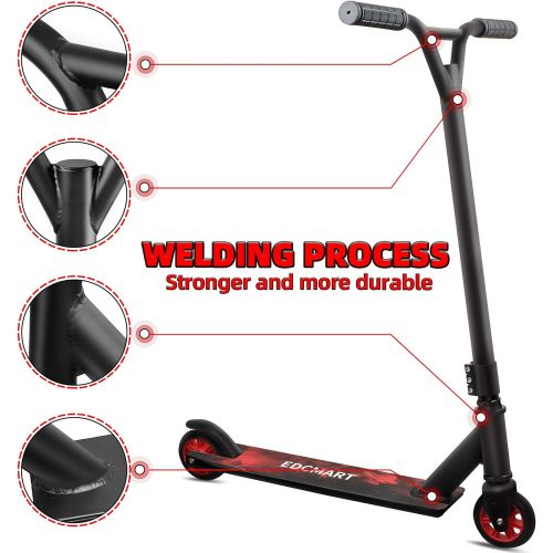  INTEREPRO Pro Scooter Stunt Scooter for Teens and Adults, Scooter for Kids 12 Years and Up, Durable Smooth Trick Professional Scooter for Freestyle Sports, 220lbs Load Capacity-Black