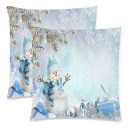 INTERESTPRINT InterestPrint Winter Christmas Pillow Covers 18x18 Twin Sides, Winter Christmas Gift Snowman Snowflake Pillow Case, Set of 2 Polyester Zippered Pillowcase