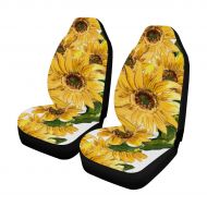 INTERESTPRINT Blooming Yellow Flowers Sunflower Painting Auto Seat Covers Full Set of 2, Car Seat Covers Front Seats Only Universal Fit