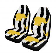 INTERESTPRINT Cute Yellow Elephants Silhouette Grunge Stripes Auto Seat Covers 2 pc, Car Seat Covers Front Seats Only Universal Fit