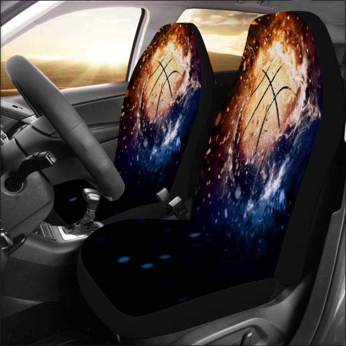  INTERESTPRINT Basketball Sport Poster with Space Front Car Seat Covers Set of 2, Car Seat Covers Front Seats Only Universal Fit