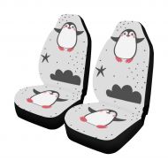 INTERESTPRINT InterestPrint Cute Pinguins Car Seat Covers(Set of 2) Polyester Fabric One Side Printing Protector Dust Proof