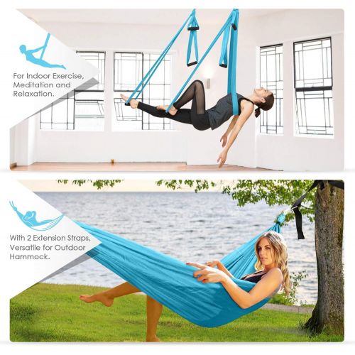  [아마존 핫딜] INTEY Aerial Yoga Flying Yoga Swing Yoga Hammock Trapeze Sling Inversion Tool for Gym Home Fitness (with Ceiling Anchors)