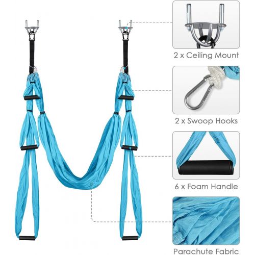  [아마존 핫딜] INTEY Aerial Yoga Flying Yoga Swing Yoga Hammock Trapeze Sling Inversion Tool for Gym Home Fitness (with Ceiling Anchors)