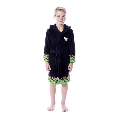  INTIMO Monster Jam Toy Trucks Boys' Graphic Fleece Plush Hooded Robe Bathrobe