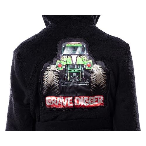  INTIMO Monster Jam Toy Trucks Boys' Graphic Fleece Plush Hooded Robe Bathrobe