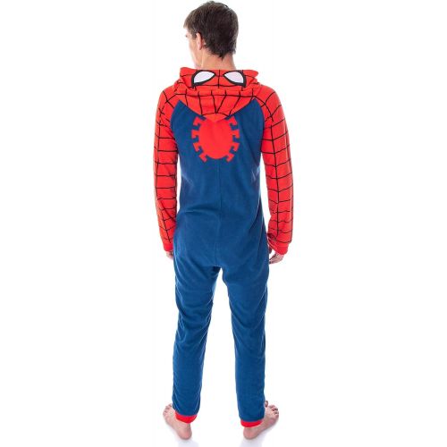  할로윈 용품INTIMO Marvel Comics Mens Classic Spiderman Costume Pajama Union Suit One-Piece Loungewear PJ Outfit