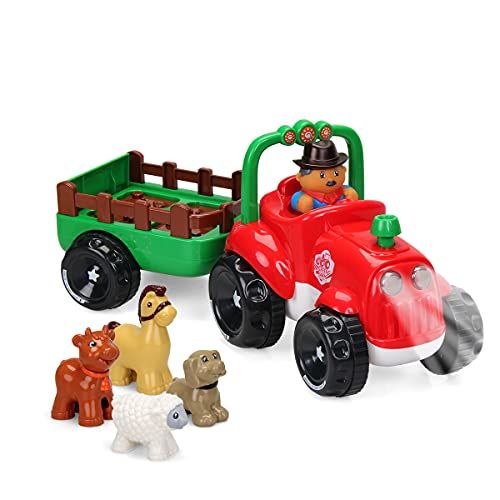  [아마존베스트]INTMEDIC Kids Toys Farm Truck Tractor with Detachable Farmer & Animals, Musical Tractor with Light & Animal Sound Effect, Great Gift for Toddlers Boys Girls, Age 3 4 5 6 7
