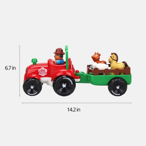  [아마존베스트]INTMEDIC Kids Toys Farm Truck Tractor with Detachable Farmer & Animals, Musical Tractor with Light & Animal Sound Effect, Great Gift for Toddlers Boys Girls, Age 3 4 5 6 7