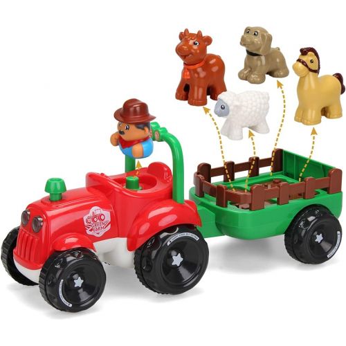  [아마존베스트]INTMEDIC Kids Toys Farm Truck Tractor with Detachable Farmer & Animals, Musical Tractor with Light & Animal Sound Effect, Great Gift for Toddlers Boys Girls, Age 3 4 5 6 7