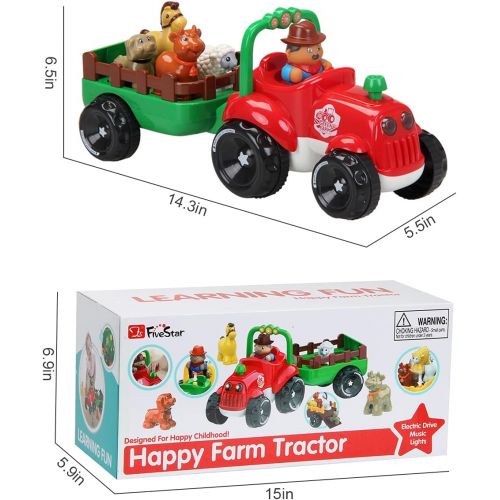  [아마존베스트]INTMEDIC Kids Toys Farm Truck Tractor with Detachable Farmer & Animals, Musical Tractor with Light & Animal Sound Effect, Great Gift for Toddlers Boys Girls, Age 3 4 5 6 7