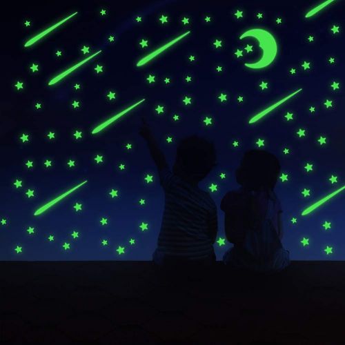  [아마존베스트]INTOLIVES Glow in The Dark Stars and Moon and Shooting Stars,Toddler Decorations Room Decor Kit Bright Wall Stickers with Butterflies for Ceiling Decals in Kid Room,Total 215 Pcs