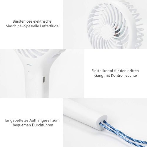  [아마존 핫딜]  [아마존핫딜]INVOKER Handventilator Tragbarer Elektrischer USB Ventilator Mini Luefter Fan Leise mit Handyhalter,3 Geschwindigkeit Einstellbar mit USB aufladbar handfan fuer Reisen Zuhause Buero,B