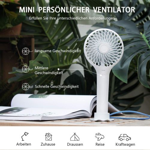  [아마존 핫딜]  [아마존핫딜]INVOKER Handventilator Tragbarer Elektrischer USB Ventilator Mini Luefter Fan Leise mit Handyhalter,3 Geschwindigkeit Einstellbar mit USB aufladbar handfan fuer Reisen Zuhause Buero,B