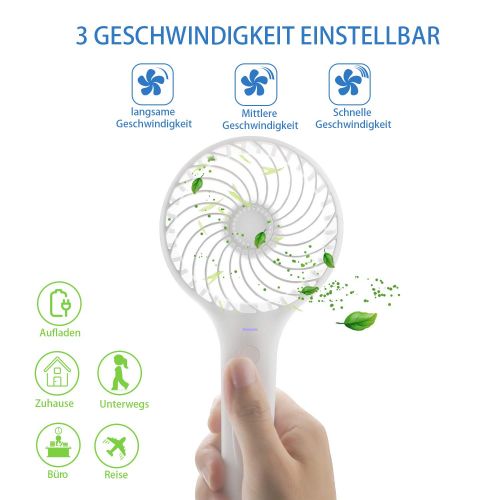  [아마존 핫딜]  [아마존핫딜]INVOKER Handventilator Tragbarer Elektrischer USB Ventilator Mini Luefter Fan Leise mit Handyhalter,3 Geschwindigkeit Einstellbar mit USB aufladbar handfan fuer Reisen Zuhause Buero,B