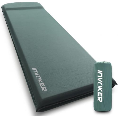  INVOKER Camping Sleeping pad ? 3inch UltraThick Memory Foam Self Inflating Camping Mat with Pillow Fast Inflating in 25s for Backpacking Traveling and Hiking Air Mattress ? Lightwe