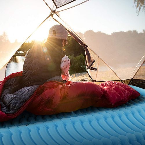  INVOKER Ultralight Inflatable Camping Sleeping Pad - Mat with Built-in Foot Pump, Lightweight Compact Air Mattress, Best Sleeping Pads for Backpacking Travel Hiking Beach, Fully In