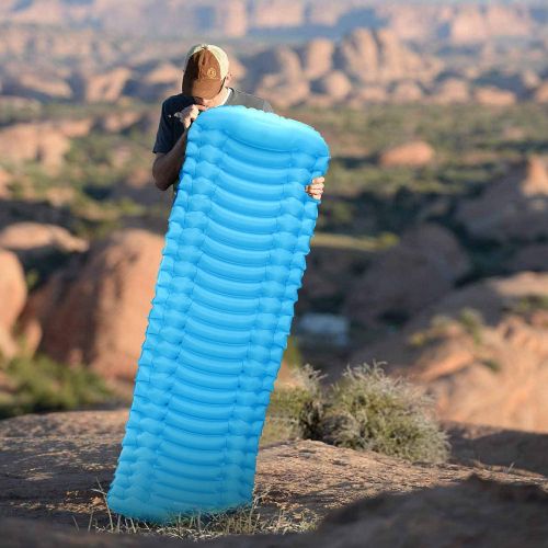  INVOKER Ultralight Inflatable Camping Sleeping Pad - Mat with Built-in Foot Pump, Lightweight Compact Air Mattress, Best Sleeping Pads for Backpacking Travel Hiking Beach, Fully In