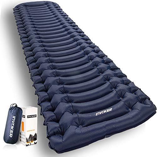  INVOKER Ultralight Inflatable Camping Sleeping Pad - Mat with Built-in Foot Pump, Lightweight Compact Air Mattress, Best Sleeping Pads for Backpacking Travel Hiking Beach, Fully In