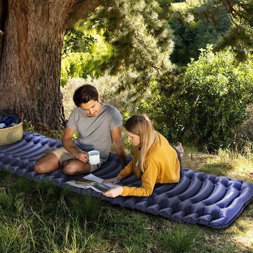  INVOKER Ultralight Inflatable Camping Sleeping Pad - Mat with Built-in Foot Pump, Lightweight Compact Air Mattress, Best Sleeping Pads for Backpacking Travel Hiking Beach, Fully In