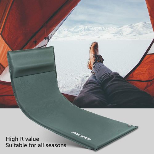  INVOKER Camping Sleeping pad ? 3inch UltraThick Memory Foam Self Inflating Camping Mat with Pillow Fast Inflating in 25s for Backpacking Traveling and Hiking Air Mattress ? Lightwe