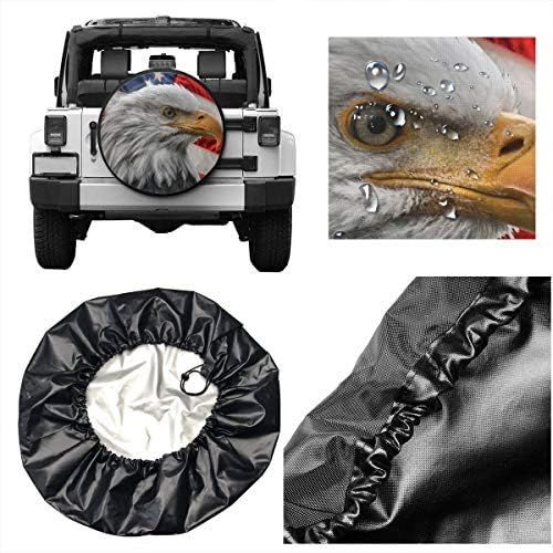  INYANIDI Spare Tire Cover Trailer Accessories,American Flag Eagle Universal Wheel Tire Cover for RV Jeep Trailer SUV(14,15,16,17 Inch)