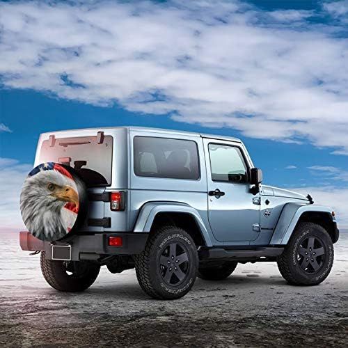  INYANIDI Spare Tire Cover Trailer Accessories,American Flag Eagle Universal Wheel Tire Cover for RV Jeep Trailer SUV(14,15,16,17 Inch)