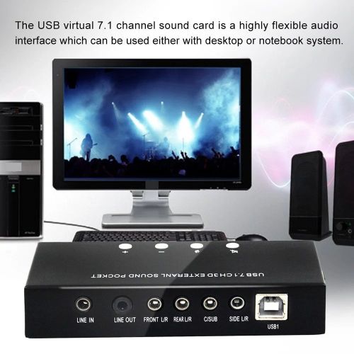  INorton USB Sound Card External Stereo Sound Card 7.1 Channel 3D 3.5mm Aux Out ,Digital Audio Streaming Vista With Driver CD for PC, Laptops, Tablets, PS4