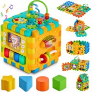INvench Baby Activity Cube Toddler Toys - 6 in 1 Shape Sorter Toys Kids Activity Play Cube Center for Infants Early Development Educational Toys for 1 2 Years Old Boys & Girls (Activity Ce