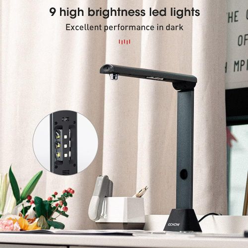  iOCHOW S3 Book Scanner & Document Camera: 17 MP High Resolution Flatten-Curve Capture A3 Size & Video Recording Dual Mode Portable USB Doc Cam for Teachers & Students with OCR Func