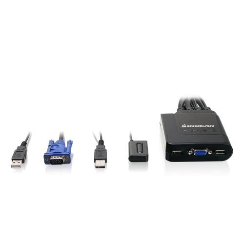  IOGEAR 4-Port USB VGA Cable KVM Switch with Cables and Remote, GCS24U