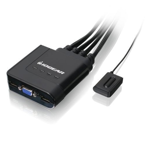  IOGEAR 4-Port USB VGA Cable KVM Switch with Cables and Remote, GCS24U