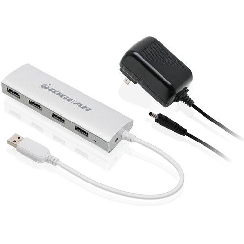  IOGEAR met(AL) USB 3.0 4-Port Hub with Power Adapter