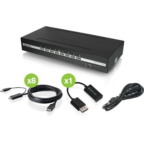  IOGEAR 8-Port Single-View DisplayPort/HDMI Secure KVM Switch Kit with Audio and CAC Support (TAA Compliant)