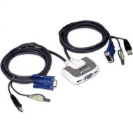 IOGEAR 2-Port Compact USB KVM Switch with 6' Cable