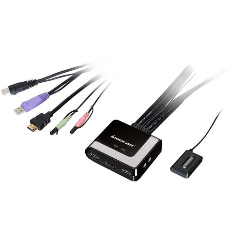  IOGEAR 2-Port HD Cable KVM Switch with Mini DisplayPort Adapters Bundle