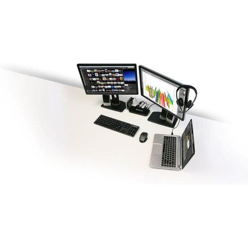  IOGEAR USB 3.0 Universal Docking Station with Dual Video Outputs, HDMIDVIVGA, 6 USB Ports, Gigabit Ethernet, Audio, Power Adapter, GUD300