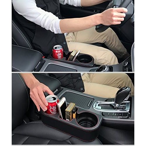  Iokone Coin Side Pocket Console Side Pocket Leather Cover Car Cup Holder Auto Front Seat Organizer Cell Mobile Phone Holder