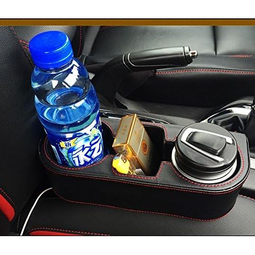  Iokone Coin Side Pocket Console Side Pocket Leather Cover Car Cup Holder Auto Front Seat Organizer Cell Mobile Phone Holder