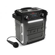 ION Audio Block Rocker Sport - 100Watt tragbarer Bluetooth Outdoor Lautsprecher mit wiederaufladbarem Akku, Mikrofon, Radio, LED-Licht, Aux-Eingang, wasserfest - ideal fuer Party, S
