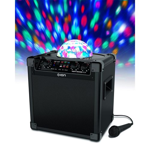 ION Audio Party Rocker Plus | Portable Bluetooth Party Speaker System & Karaoke Machine with Built-In Rechargeable Battery, App-Controlled Party Light Display & Microphone