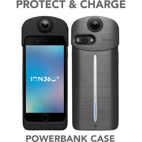  ION360 U - 4K Ultra HD 360-Degree Camera and Smartphone Charging Battery Case for Apple iPhone 7 Plus Charcoal Grey