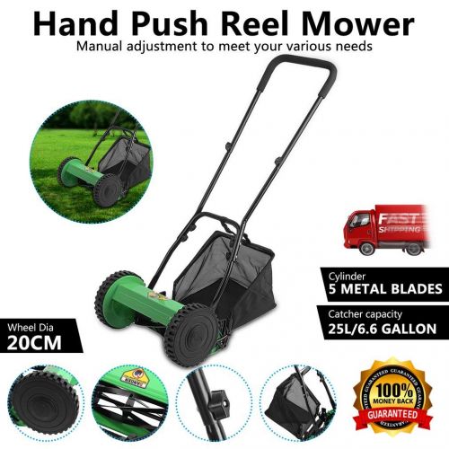  IOOkME-H Reel Mower Compact Light-Weight Hand Push Lawn Mower Courtyard Home Reel Mower No Power Lawnmower Machine with 5 Metal Blades