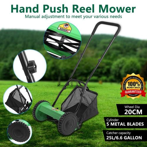  IOOkME-H Reel Mower Compact Light-Weight Hand Push Lawn Mower Courtyard Home Reel Mower No Power Lawnmower Machine with 5 Metal Blades