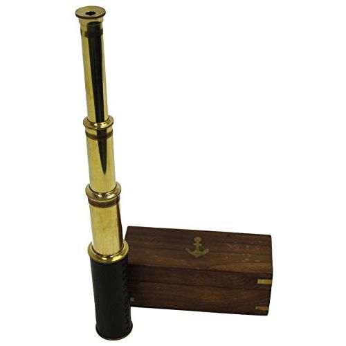  [아마존베스트]IOTC Science Purchase 78TELE15 Handheld Brass Telescope with Wooden Box