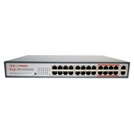 IPCamPower 24 Port POE Network Switch W/ 2 Gigabit Uplink Ports | Extend Mode Allows for 800 Cable Runs | POE+ Capable of Pushing 30 Watts per Port | 250 Watts Total Budget