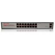 IPCamPower 16 Port POE Network Switch W/ 2 Gigabit Uplink Ports | Designed for IP Cameras | POE+ Capable of Pushing 30 Watts per Port | 200 Watts Total Budget