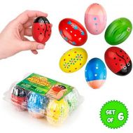 [아마존베스트]IPIDIPI TOYS Funky Egg Shakers Maracas for Kids 6-Pack Natural, Wooden Toy Percussion Instruments - Fun, Colorful Sound Making Shakers - Assorted Easter Designs for Girls, Boys