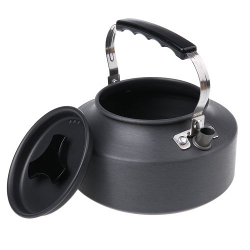  IPOTCH 1,1 Liter Floetenkessel Faltbar Teekessel Aluminium Wasserkocher Pfeifkessel (Silber) - schwarz
